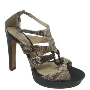 Alexandre Birman Snakeskin Animal Print Platform Open Toe Heels Size 7 Y2K